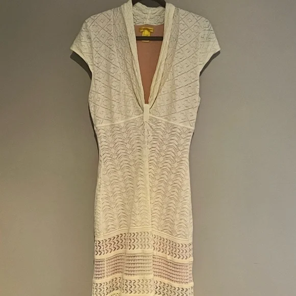 Catherine Malandrino Ivory Pointelle Knit Dress | L - Picture 2 of 11